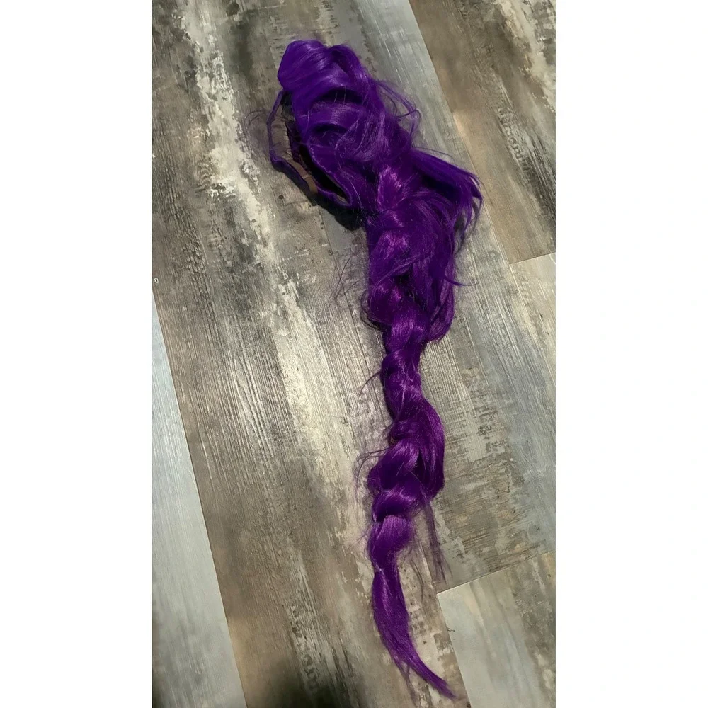 Purple Braided Costume Wig Long Synthetic Hair Kids Dress Up Cosplay Halloween